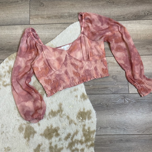 Abound Tops - Abound tie dye pink crop top blouse